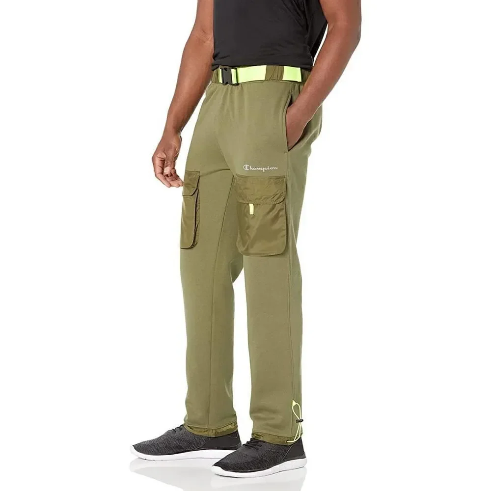 New Champion Men US XS Olive Fleece Pants Patch Pockets Sport Warm Joggers - Picture 1 of 13